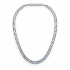 Stainless steel tennis necklace featuring rectangular zirconia stones.