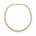 Gold-tone stainless steel tennis necklace studded with zircon.