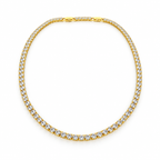 Gold-tone stainless steel tennis necklace studded with zircon.