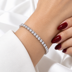 Silver stainless steel tennis bracelet set with zircon