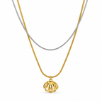 Double-strand stainless steel necklace with a crystal shell pendant