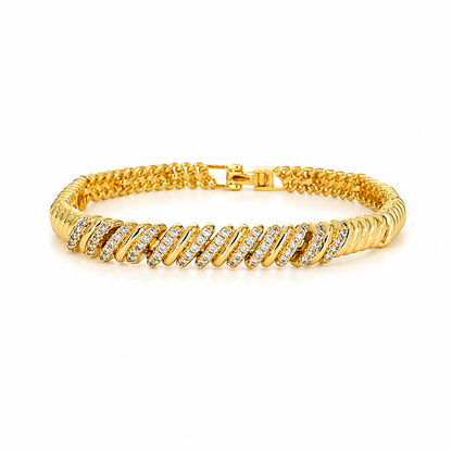 Italian gold-plated bracelet with a spiral design or studded with crystals