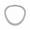 Silver stainless steel tennis bracelet set with zircon