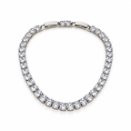 Silver stainless steel tennis bracelet set with zircon