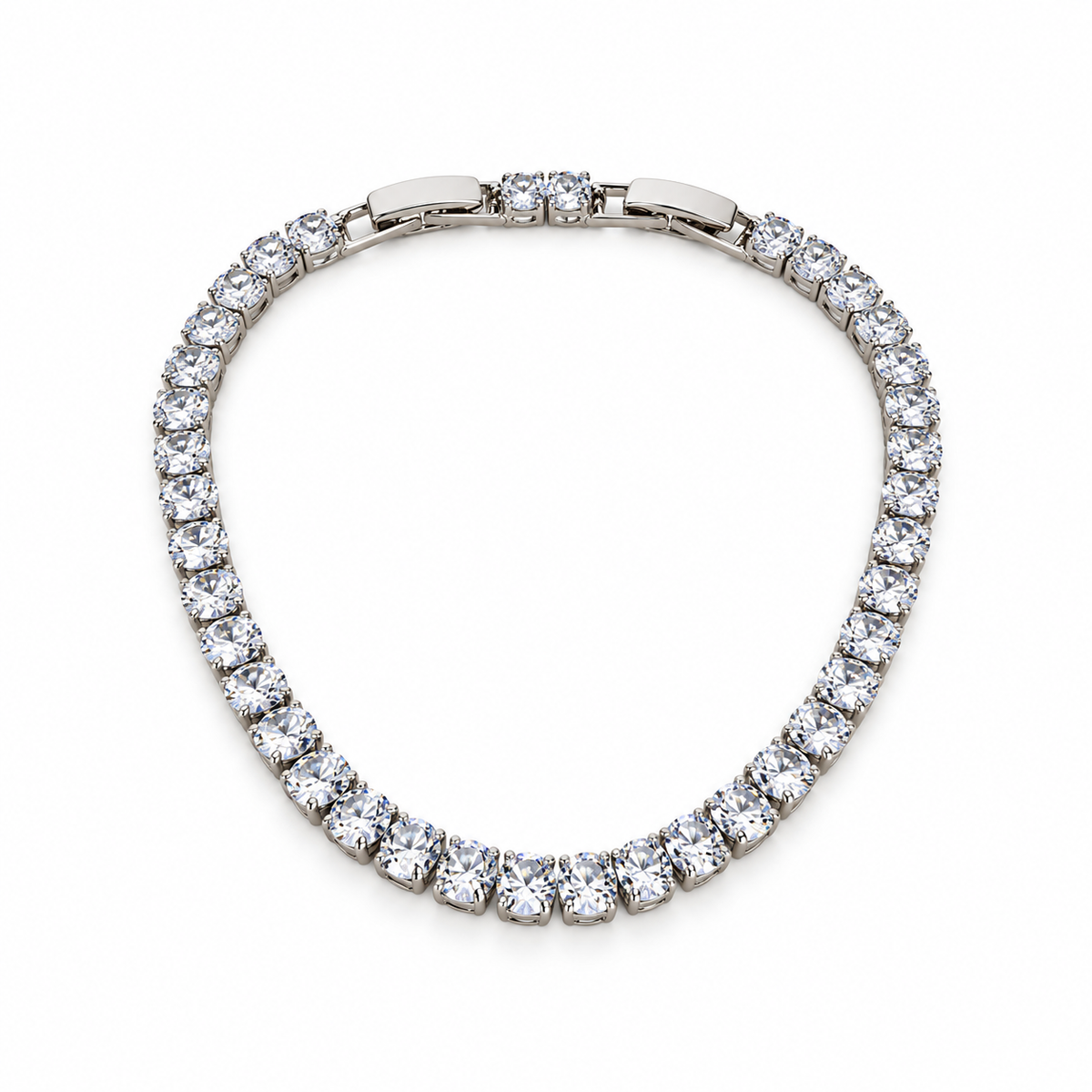 Silver stainless steel tennis bracelet set with zircon