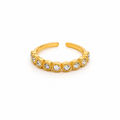 Glimping Dots Gold Ring – Stainless steel ring set with a row of round zircon stones