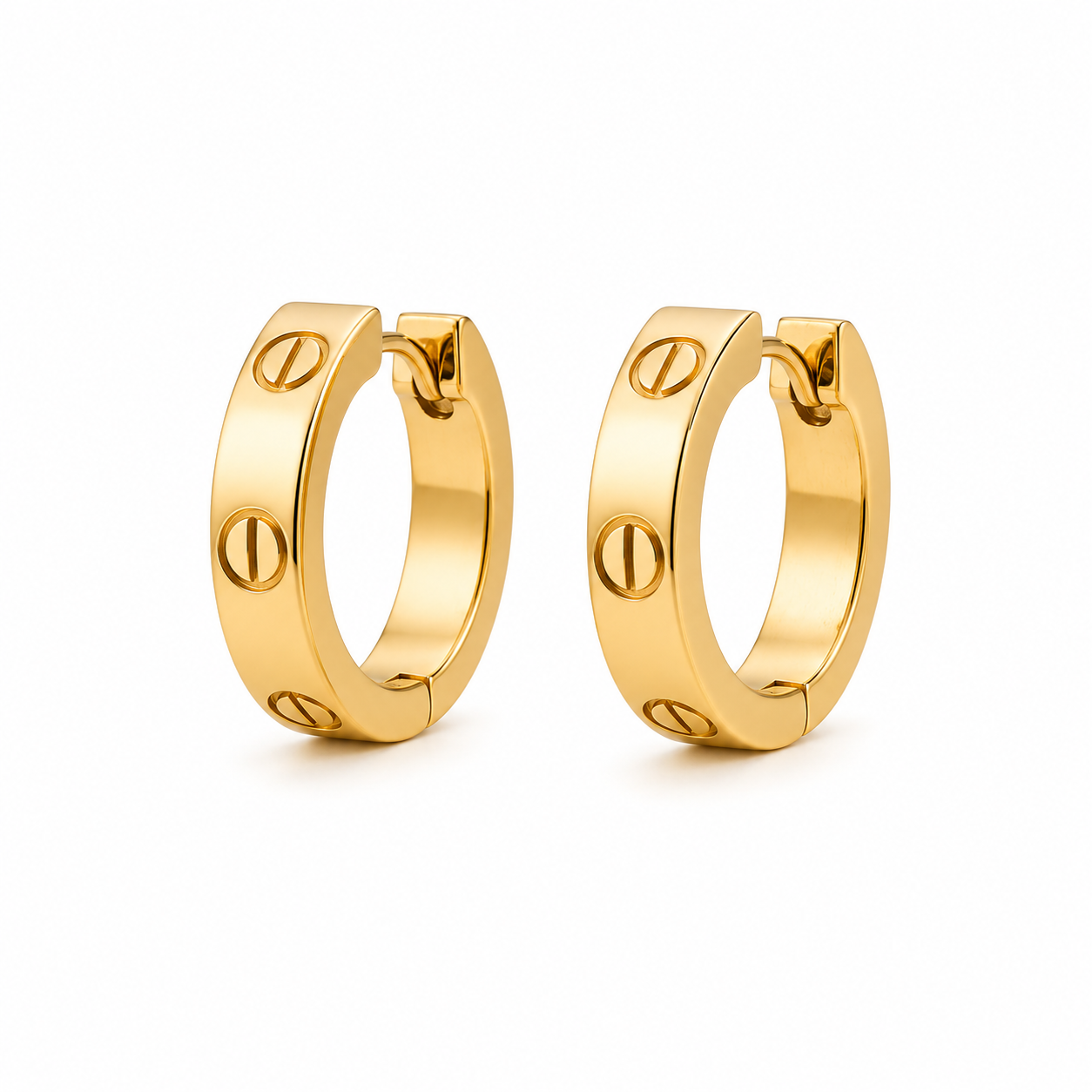 Signature hoop earrings – polished stainless steel with a modern stud design