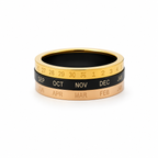 The "Special Date" multi-layered ring - a rotating design with gold and black stainless steel accents