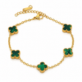 Elegant "Clover" bracelet in royal green - stainless steel
