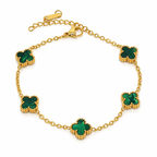 Elegant "Clover" bracelet in royal green - stainless steel