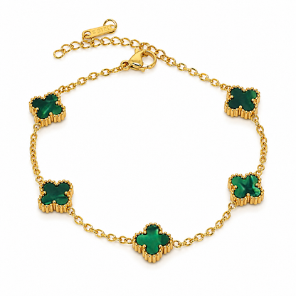 Elegant "Clover" bracelet in royal green - stainless steel