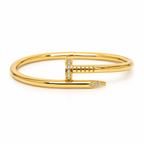 The "Nile" bracelet is made of stainless steel studded with zircon.