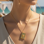Greek Medusa Rectangular Pendant Necklace
