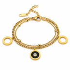 Modern "Double Layer" bracelet adorned with crystals - stainless steel