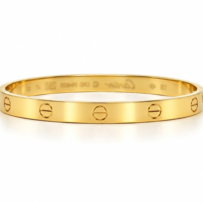 The classic "Love Prestige" bracelet – gold-plated stainless steel with an iconic design
