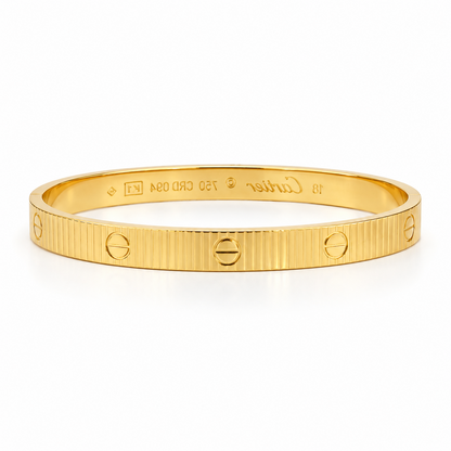 Love Rigid Gold Ribbed Bracelet – Classic Updated Stainless Steel