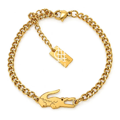 Modern "Crocco" bracelet - gold-plated stainless steel with a smooth chain design