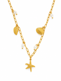 Golden Starfish & Pearl Ocean Necklace