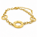 Stainless steel bracelet with engraved circular links