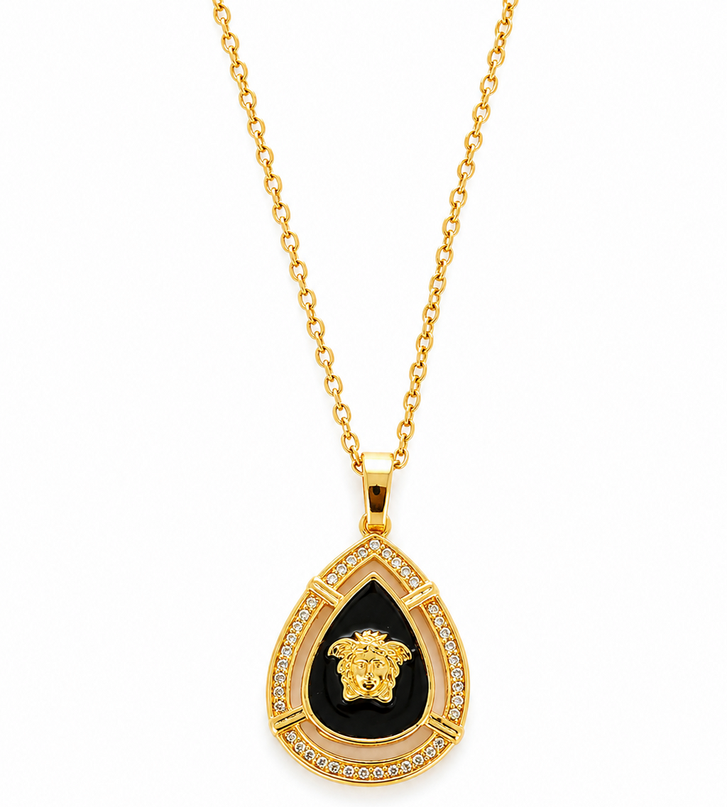 Royal Medusa Teardrop Pendant Necklace
