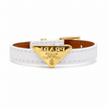 Elegant "Triangle" leather bracelet - white with a luxurious gold finish