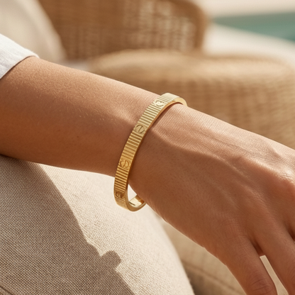 Love Rigid Gold Ribbed Bracelet – Classic Updated Stainless Steel