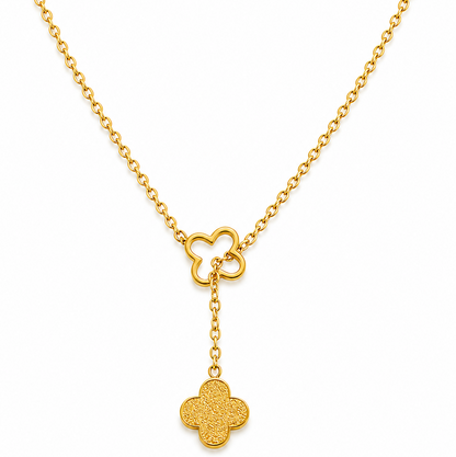 Clover Y-Shaped Gold Pendant Necklace