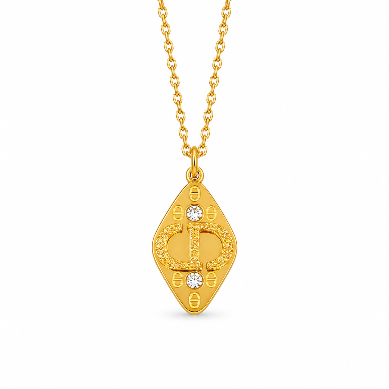 De Luminous diamond necklace – gold-plated stainless steel with crystal embellishments in an iconic design