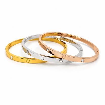 Trio Love Zircon Bracelet Set – Stainless Steel in 3 Royal Colors