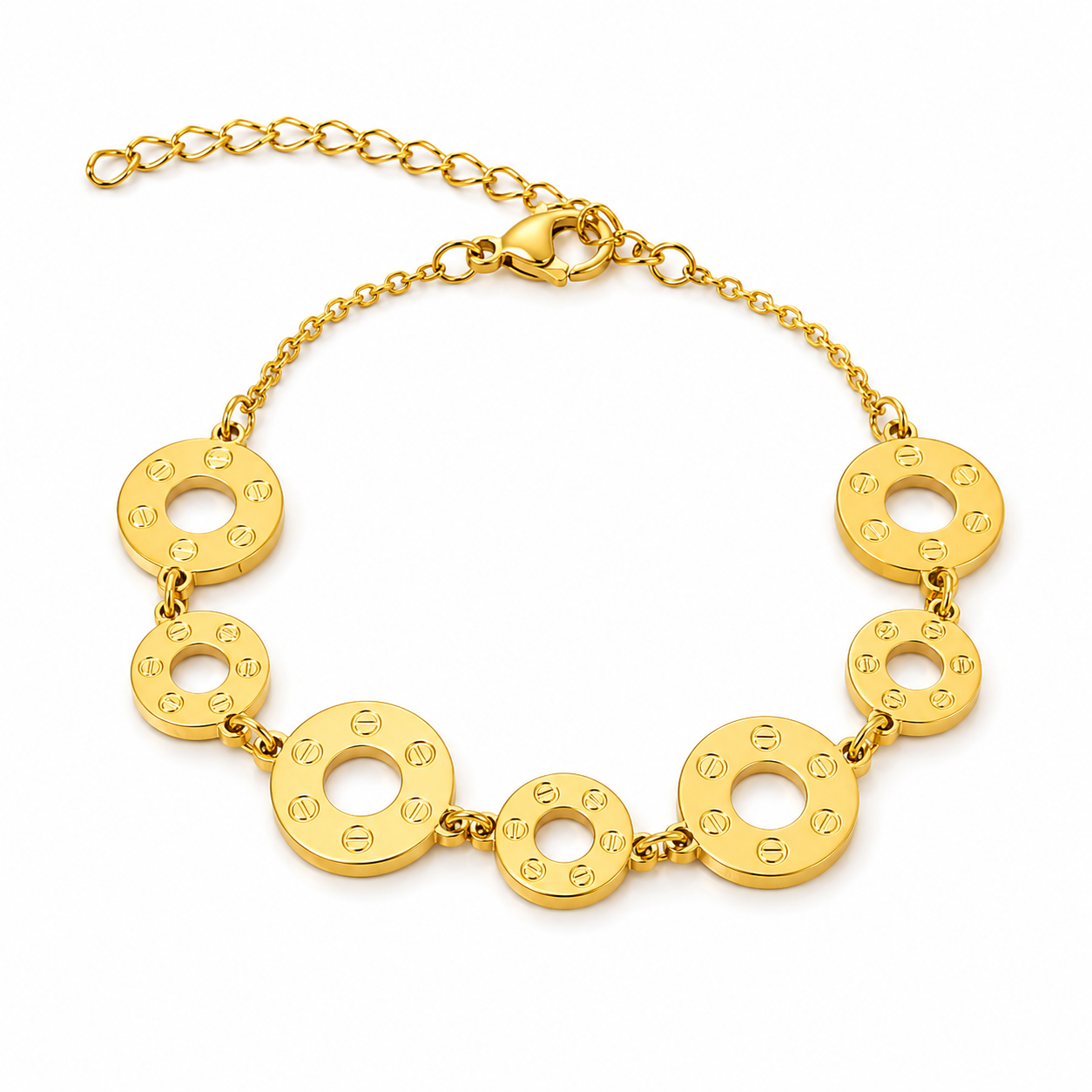 Gold "Geometric Rings" Bracelet - A luxurious, modern design in stainless steel