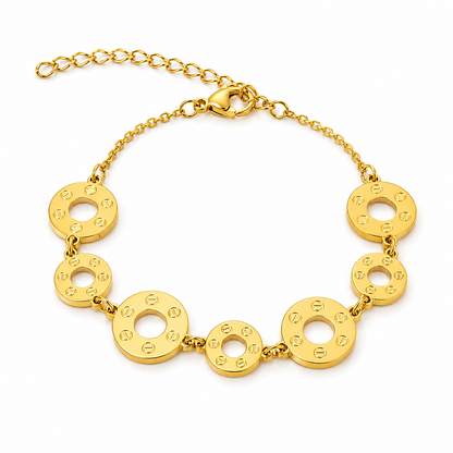 Gold "Geometric Rings" Bracelet - A luxurious, modern design in stainless steel